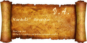 Vankó Aranka névjegykártya
